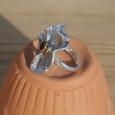 Bague fleur argent et pierre ronde Grenat (rouge) T53/62