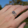NEW ! Bague triple anneau argent et pierre Labradorite (bleu) T55/57