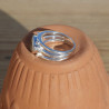 NEW ! Bague triple anneau argent et pierre Labradorite (bleu) T55/57