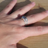 NEW ! Bague triple anneau argent et pierre Labradorite (bleu) T55/57