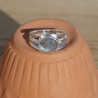 NEW ! Bague triple anneau argent et pierre Labradorite (bleu) T55/57