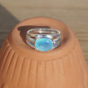 NEW ! Bague triple anneau argent et pierre Calcédoine (bleu) T55