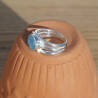 NEW ! Bague triple anneau argent et pierre Calcédoine (bleu) T55