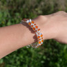 NEW ! Bracelet 2 rangs argent et 42 pierres en Cornaline (orange)