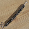 NEW ! Bracelet 2 rangs en argent et 46 pierres en Onyx noir (noir)