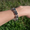 NEW ! Bracelet 2 rangs en argent et 46 pierres en Onyx noir (noir)