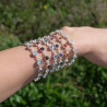 NEW ! Bracelet 10 pierres rondes Cornaline et argent (orange)
