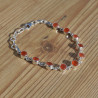 NEW ! Bracelet 10 pierres rondes Cornaline et argent (orange)