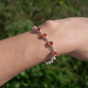 NEW ! Bracelet 10 pierres rondes Cornaline et argent (orange)