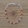 NEW ! Bracelet 10 pierres rondes Cornaline et argent (orange)