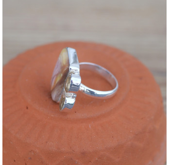 NEW ! Bague multipierres argent et Jaspe mokaite Citrine (rose) (jaune) T57