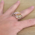Bague multipierres argent et Jaspe mokaite Citrine (rose) (jaune) T57