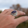 NEW ! Chevalière ciselée en argent et pierre Améthyste (violet) T56