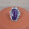 NEW ! Chevalière ciselée en argent et pierre Améthyste (violet) T56