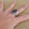 NEW ! Chevalière ciselée en argent et pierre Améthyste (violet) T56