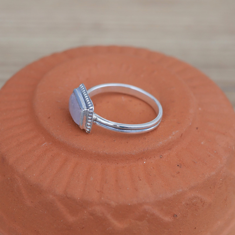 Bague Solitaire En Argent Massif Avec Pierre Rose - Taille 55, Occasion, Marque Générique