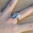 Bague pierre rectangulaire en Agate dendrite sur anneau massif argent (blanc) T56