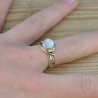 Bague argent avec dorure et pierre ronde en Agate dendrite (blanc) T52/54/56/57