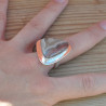 Bague triangulaire pierre Agate du Botswana et argent plat (brun) T58