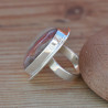Bague triangulaire pierre Agate du Botswana et argent plat (brun) T58