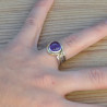 Bague argent avec dorure et pierre ronde en Améthyste (violet) T52