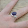 Bague pierre Améthyste goutte et anneau torsadé (violet) T56