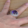 Bague ronde en pierre Améthyste et argent ciselé (violet) T54