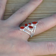 Longue bague en argent et 5 pierres facettées en Cornaline T54