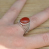 Bague mixte alvéolée en argent et pierre Cornaline (orange) T58