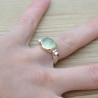 Bague argent et argent doré 3 pierres cabochon Prehnite T58