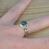 Bague argent avec dorure et pierre ronde en Labradorite T54/56/57