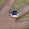 Bague argent ciselé et pierre ovale bombée Lapis lazuli (bleu) T58