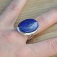 Bague ovale massive pierre Lapis lazuli sertie d'argent T57