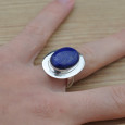 Bague ovale pierre Lapis lazuli et argent plat T52