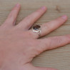 Bague en argent et pierre facettée ovale en Quartz fumé T51/54/56/60