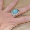 Bague en pierre Opaline et argent torsadé (bleu) T55