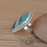 Bague en argent ciselé et pierre Opaline (bleu) T51