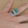 Bague en argent ciselé et pierre Opaline (bleu) T51