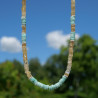 Collier tranches pierres Citrine et Amazonite anneaux argent