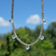 Collier pierres facettées en Labradorite et gouttes Cristal de roche