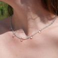 Collier pierres facettées en Aigue marine et Cristal de roche