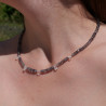 Collier pierres facettées en Iolite et Pierre de lune irisée