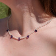Collier pierres facettées en Pierre de lune irisée et Améthyste