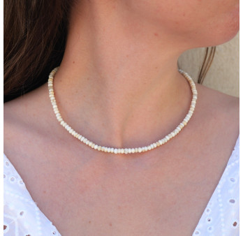 Collier pierres naturelles facettées en Opale blanche
