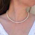 Collier pierres naturelles facettées en Opale blanche