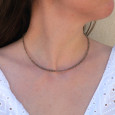 Collier fin pierres naturelles facettées en Quartz fumé