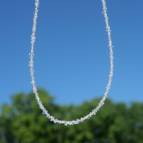 Collier fin pierres naturelles facettées en Diamant d'Herkimer