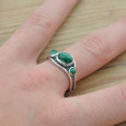 Bague asymétrique argent et 3 pierres Malachite T60
