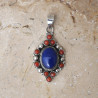 Pendentif Nepali Corail rouge et Lapis lazuli