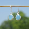 Boucles d'oreilles ovales argent lisse et pierre Calcédoine